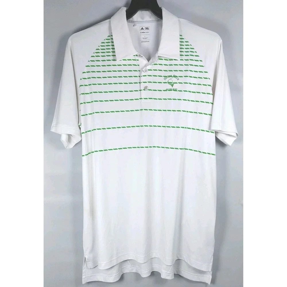 Adidas Clima Cool Golf Polo Shirt Mens L‎ White Green Arthur Hills Hilton Head